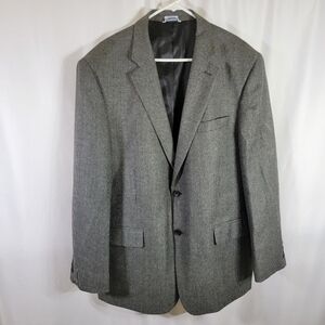 Men's Gray Tweed Blazer Saddlebred Heritage Lambswool 60% Wool 40% Poly 48R